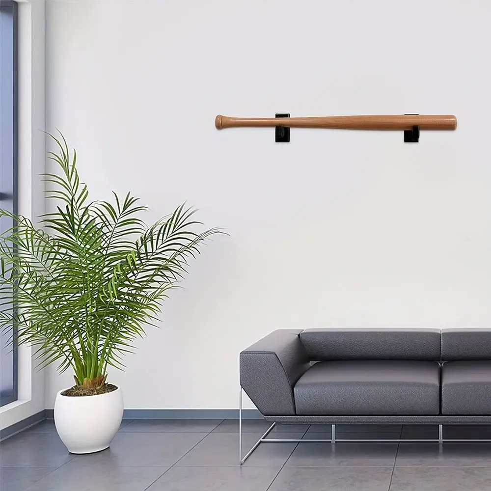 2Pcs Baseball Bat Stand Wooden Baseball Bat Display Holder Portable Wall Mount Hanger Softball Hockey Stick Rack Bracket