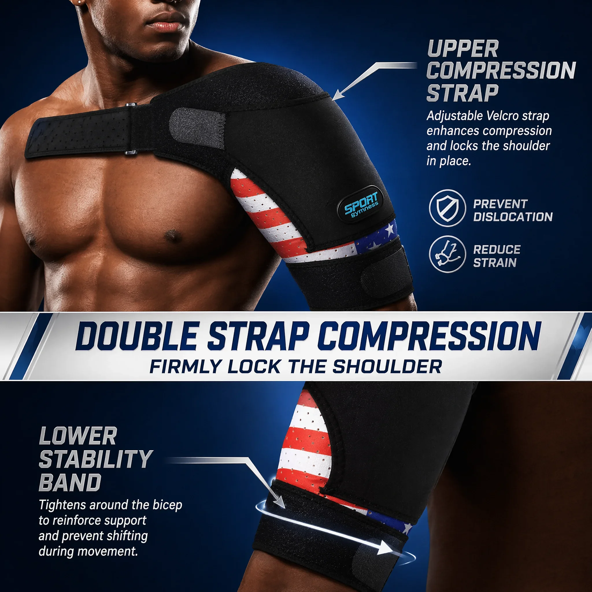 Adjustable Shoulder Support Brace with Ice Pocket - Breathable Neoprene Stability Support