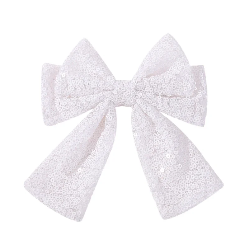 Weihnachtliche Glitzer-Pailletten-Haarspange für Babymädchen mit Großer Schleife 4,9'' Schleifenknoten-Haarklammer Süße Cheerleading-Festival-Kopfbedeckung – Detail 8