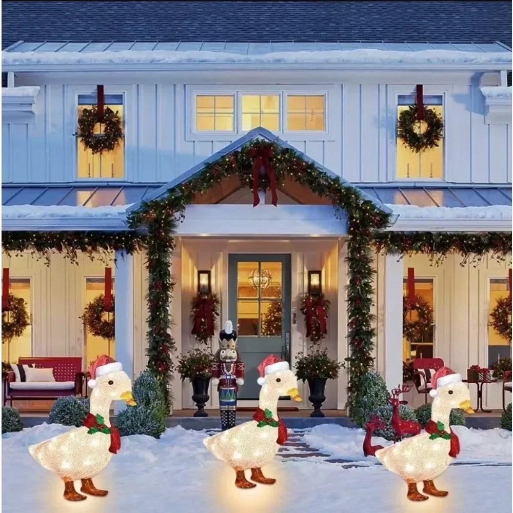 Courtyard Christmas Led Night Lights Outside Garden Decoration Ornaments Chicken Hen Glowing Pastoral Chickens Lamps garden art decor animal sculpture decorations solar garden lamp