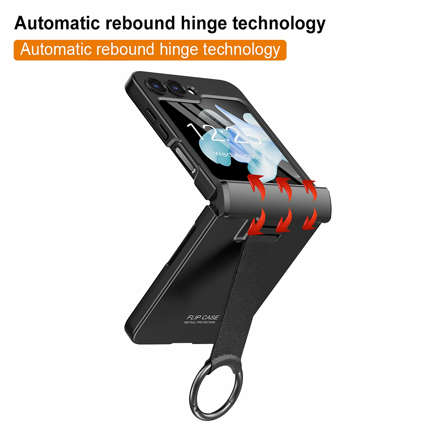 For Samsung Galaxy Z Flip 5 Case Colorful Skin Friendly Matte Folding Hingle Belt Ring Bracket With Mirror Film Hard Back Cover