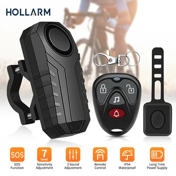 Hollarm 무선 자전거 경보, 원격 제어, 방수 전기 오토바이 스쿠터 자전거 보안 보호, 도난 방지 경보