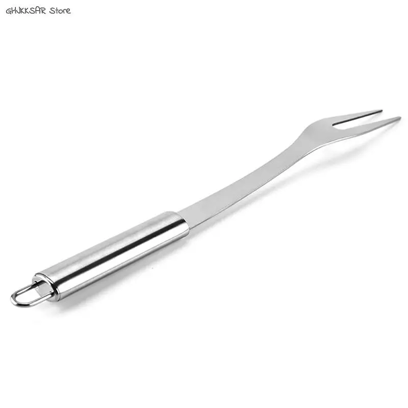 Barbecue Skewers Barbecue Tools Steel Stainless Forks Bbq Serving Grill Roasting Grilling Carving Cooking Fruit Clamp Sticks Steak Picnic