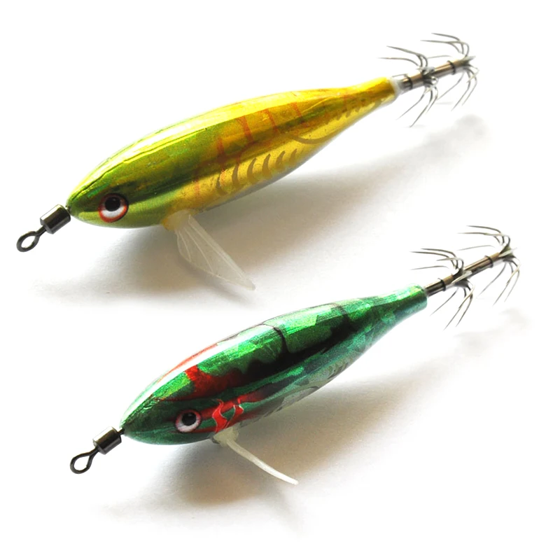 1PC Webfoot Octopus Egi Pattern Squid Bait Luminous Horizontal Cuttlefish Egi Fishing Lure Short Arm Wood Shrimp Bait 쭈꾸미 에기