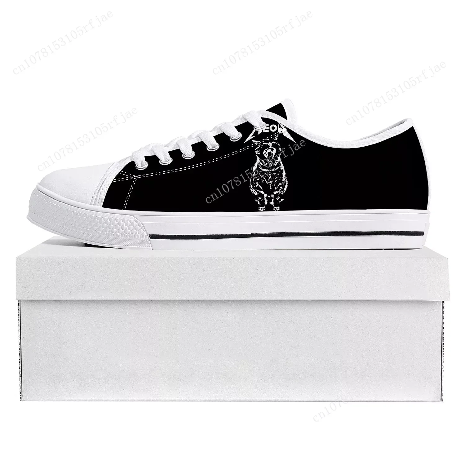 Cat Meowtallica Rock Band Pop Low Top High Quality Sneakers Mens Womens Teenager Canvas Sneaker Casual Couple Shoes Custom Shoe