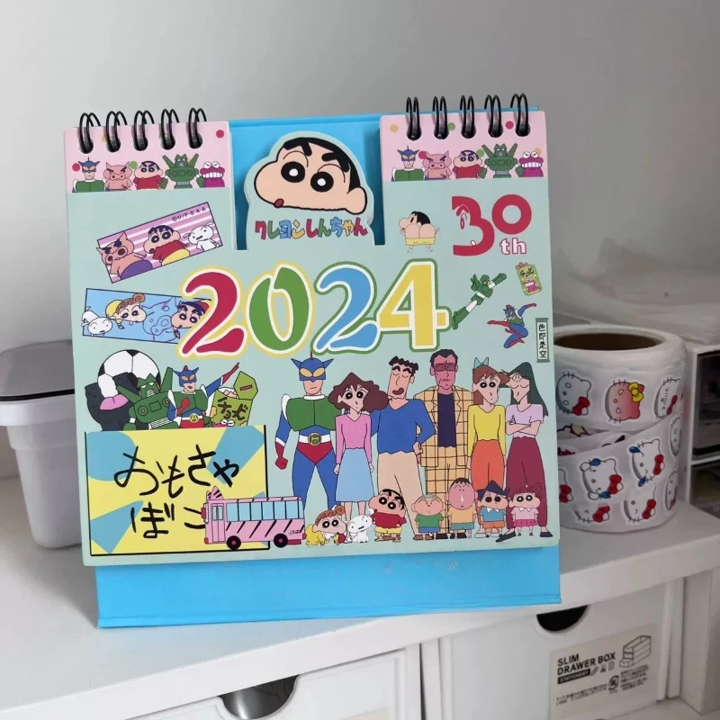 

2024 г., мультяшный календарь Crayon Shin-chan, офисные и школьные принадлежности, календарь, календарь, ежемесячный планировщик, настольный аксессуар, запись