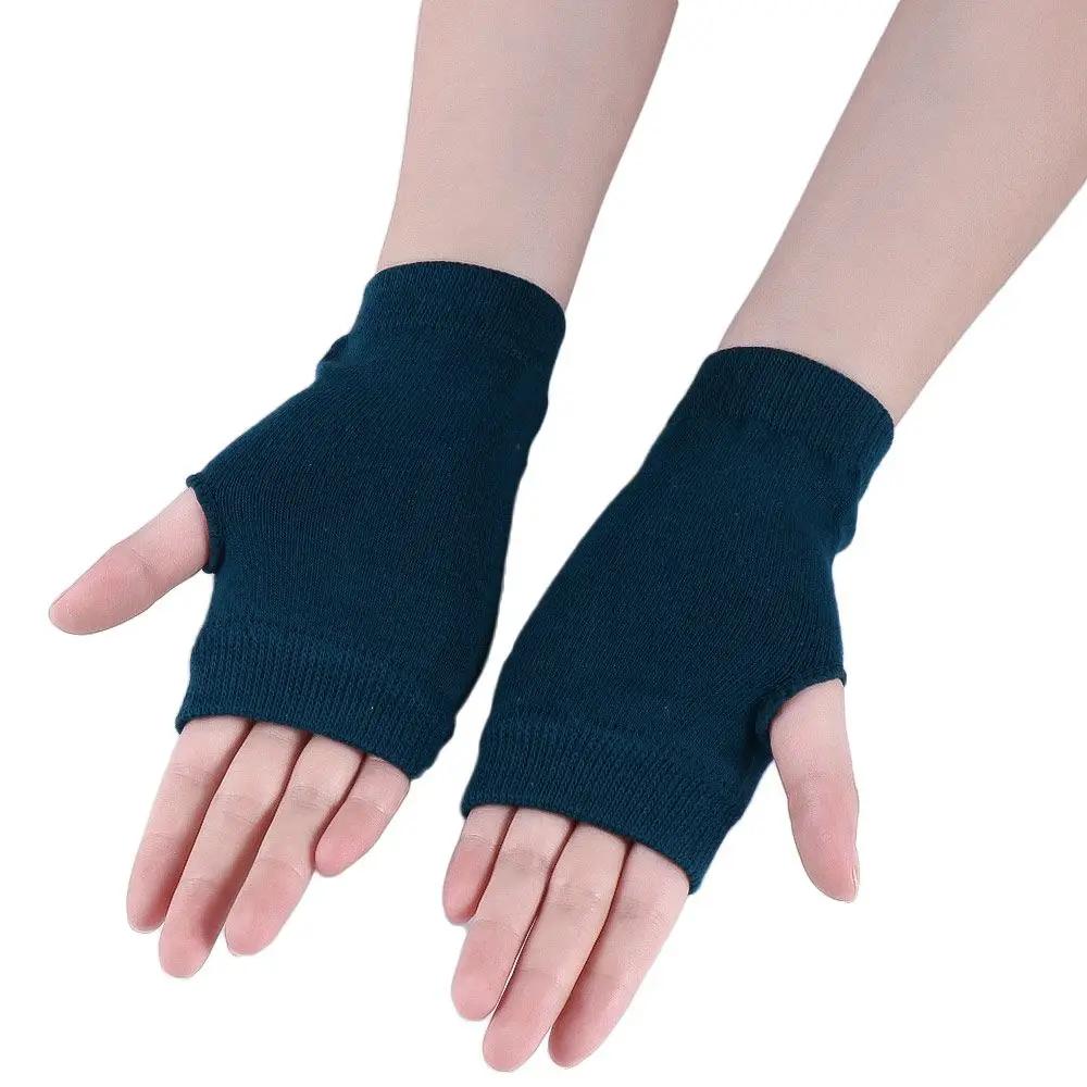 Women Half Finger Gloves Stretchy Hand Wrist Arm Wamer Crochet Knitting Faux Wool Mittens Fingerless Winter Warm Cycling Gloves 4