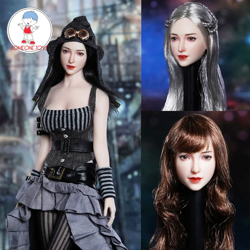 

SUPER DUCK SDH024 1/6 Female Head Sculpt beautiful girl long Hair head carving model Fit 12" TBLeague pale action Body doll