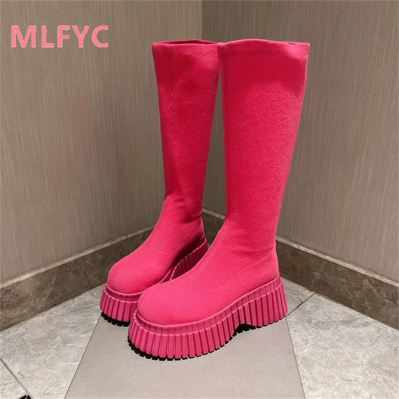 Long tube boots women winter boots for women knight boots for women thick heeled thick soled boots women sexy round toe boots