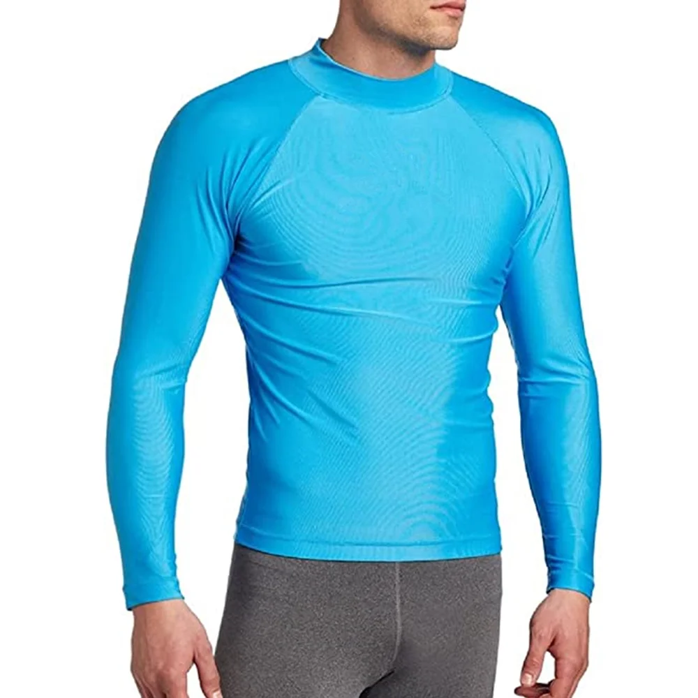 Mens Swimming T-shirt UV Protection Rash Guard Long Sleeve For Beach Diving Surfing