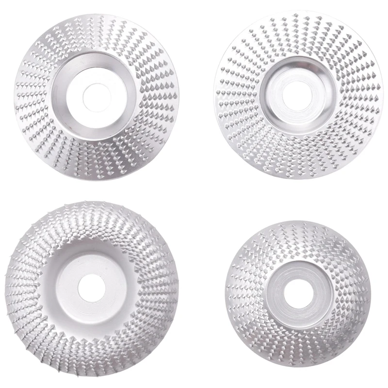 

Wood Shaping Disc Set For Angle Grinder Woodworking Grinding Wheel Shaping Dish 5/8Inch Arbor (Silver, 4Pcs)