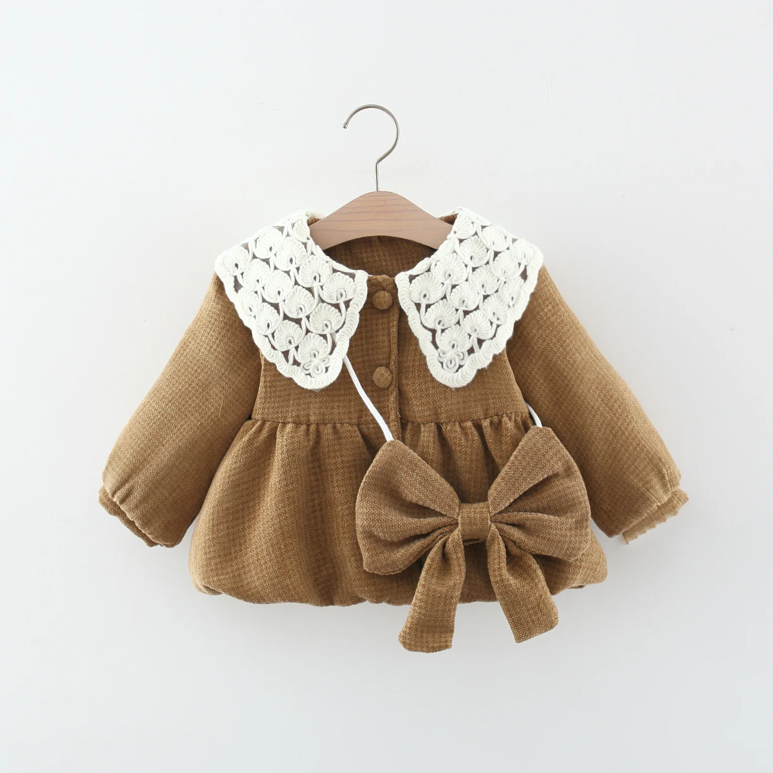 (9 Months -3 Years Old) Winter New Korean Style Baby Girl Coat, Sweet And Warm Children'S Long Sleeved Clothes
