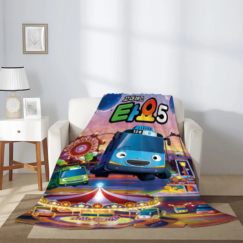 

Tayo The Little Bus Warm Winter Blankets & Throws Cartoon Children's Blanket Microfiber Bedding Knee Sofa Fleece Fluffy Soft Nap