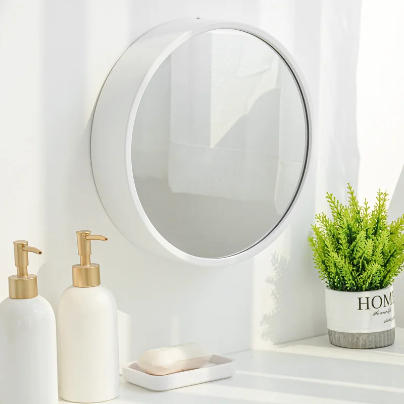 

30cm Simple Mirror White Paint Metal Iron Art Mirror Black Bathroom Mirror American Hd Bedroom Cosmetic Round Mirror