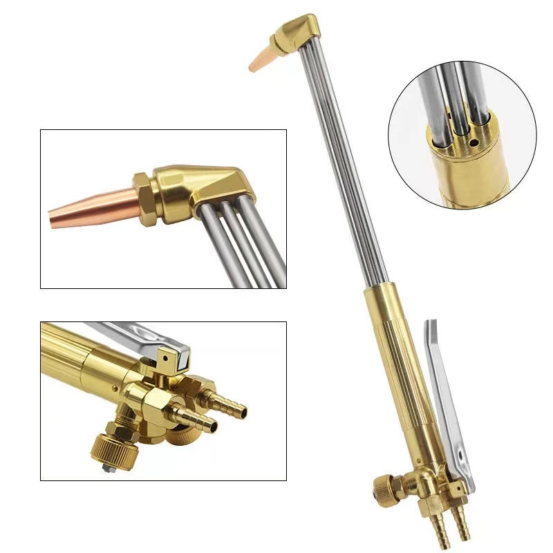3-Tube Stainless Steel Anti-Backfire Isobaric Cutting Torch Gun Type 200 Cutting Knife with Handle for Precision Metal Work