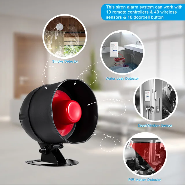 KERUI Wireless Security Alarm System  Home Garage 433MHz Garage Burglar Alarm Secure PIR Motion Detector Door Sensor 4
