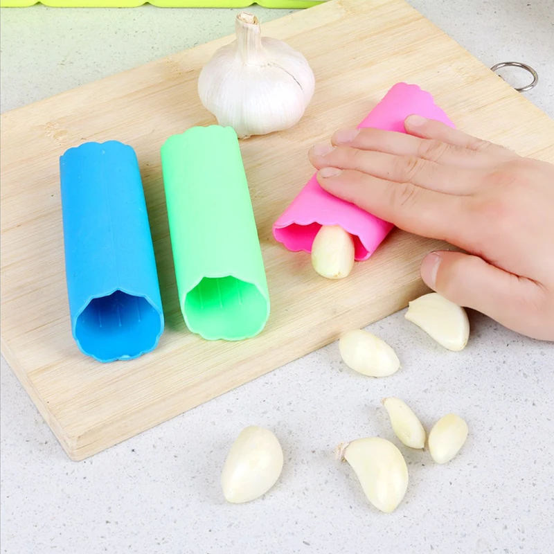 SiliconeGarlicPeelerCrusherRollerStripperFruitVegetablePeeling
