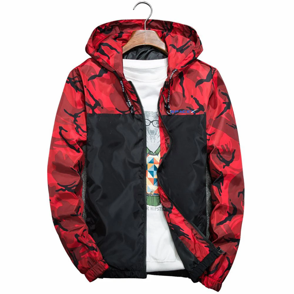 

Space Exploration Technology Company Space X Logo 2024 men's new spring and autumn fashion jacket Camouflage stitching windbreak