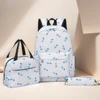 3Pcs Floral Backpack Set Teenagers Book Bag with Lunch Bag & Pen Case School Bookbag Set Large Capacity Travel Daypack 3