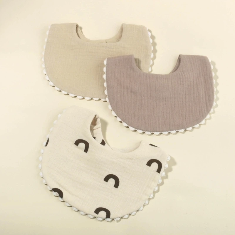 

Set of 3pcs Infant Teething Bib Soft and Absorbent Baby Bibs for Boys Girls Print Burp Cloths Cotton Saliva Towel