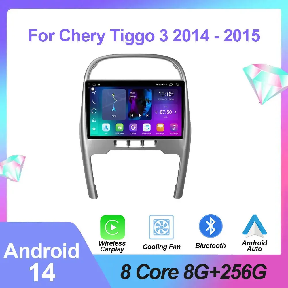 

Автомобильный стереопроигрыватель для Chery Tiggo 3 2014 2015 Android авто GPS навигация видео радио мультимедиа Carplay 5G WIFI BT No 2din DVD