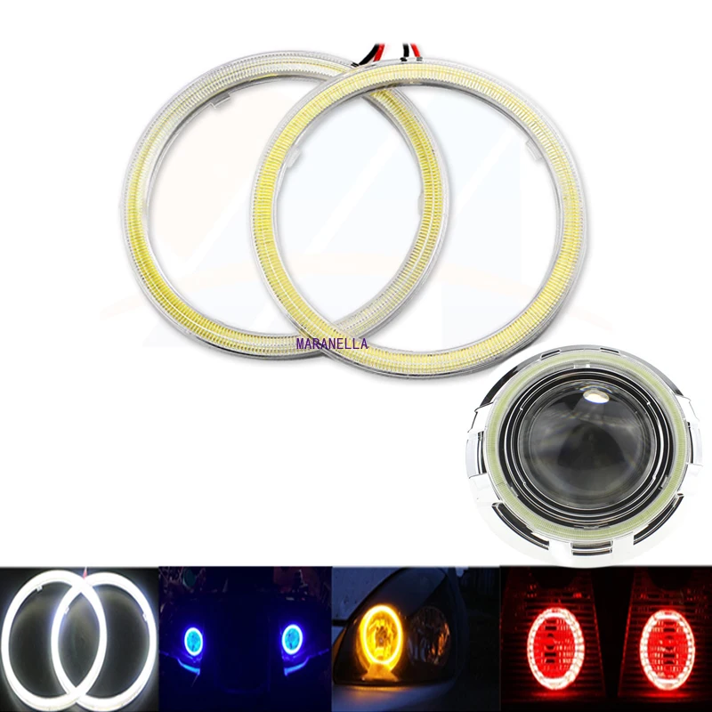 2x Super Bright Halo Rings COB LED Angel Eyes Headlight 60mm 70mm 80mm 90mm 100mm 110mm 120mm Car Motorcycle DRL Light Bulb Lamp