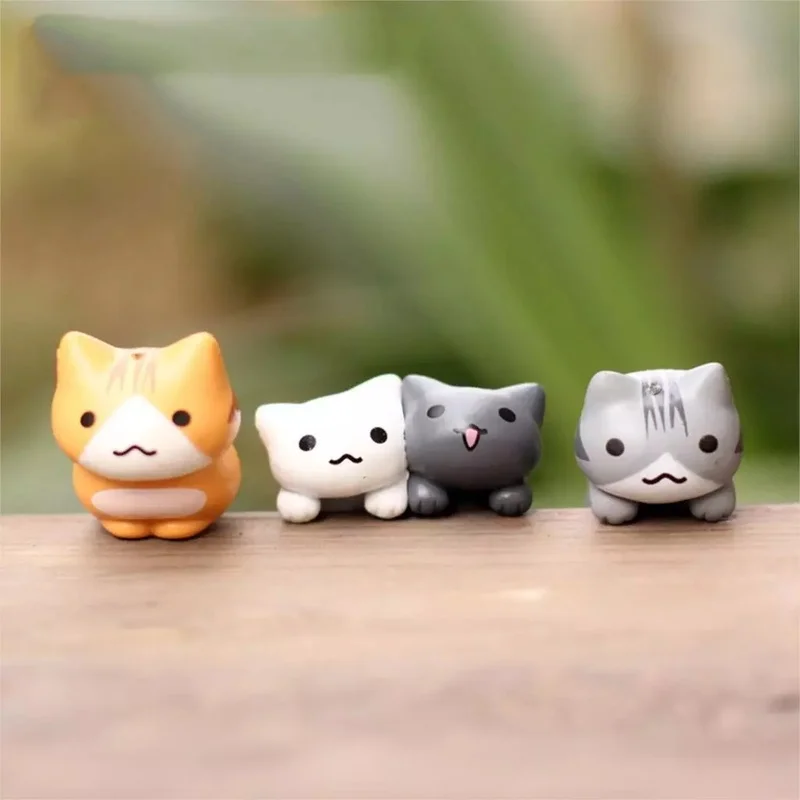 6Pcs/Set Creative Succulent Flowerpot Moss Micro Landscape Doll Cute Cat Simulation Decoration Doll Cake DIY Assembly Ornaments