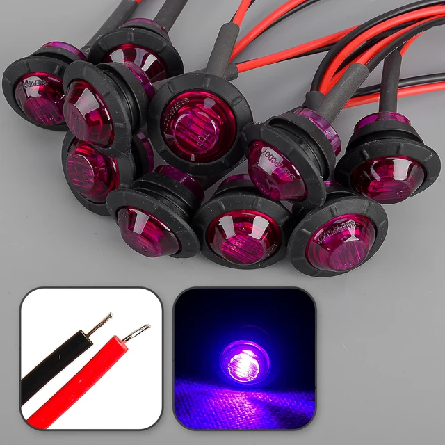 NEW 12V 10Pcs/set 3/4" Purple Round Purple LED Clearance Signal Marker Lights For Pickups Truck Boat Trailer SUV