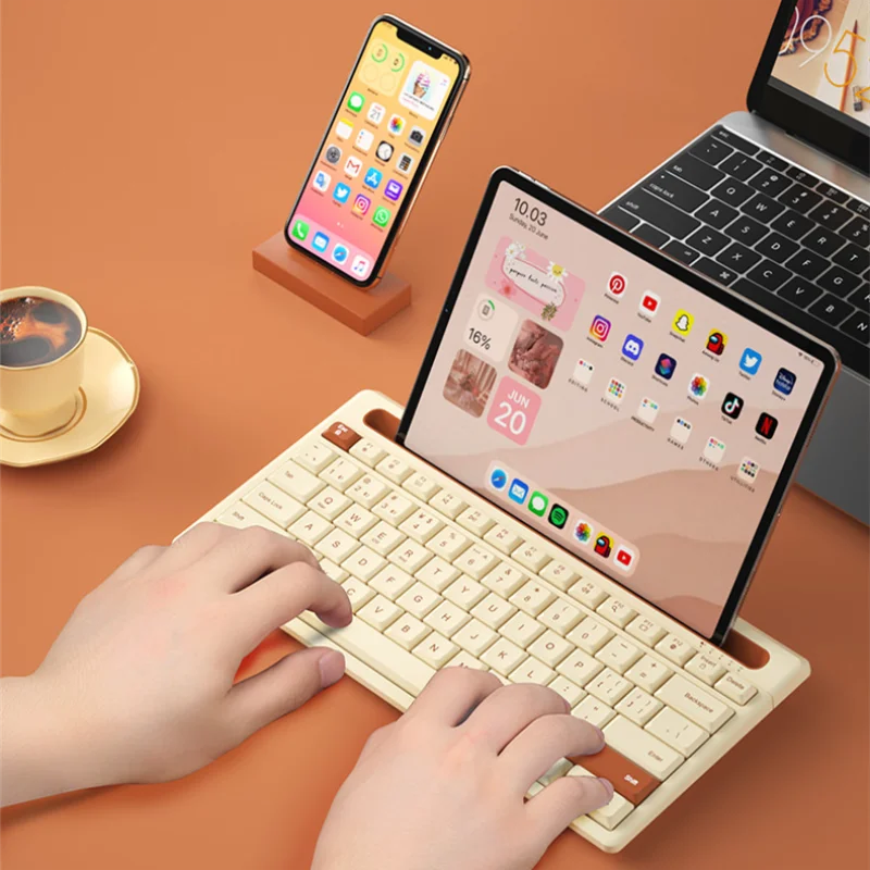 

Portable 79 Key Dual Bluetooth Keyboard Ergonomic Wireless Mini Keypad Silent Gaming Keyboard For iPad Apple Tablet Laptop PC