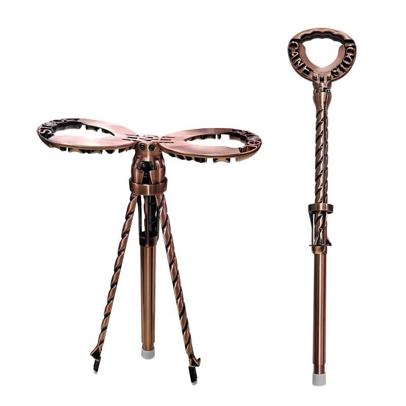 3 in 1 Folding Aluminum Alloy Outdoor Camping Cane Stool Telescopic Walking Stick Baton Chair portable walking stick