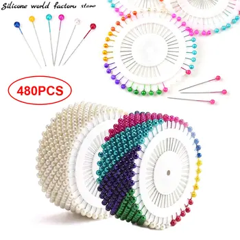 480Pcs Steel Pearl Head Pins – Round Ball Headed Pins for Sewing & Quilting 1