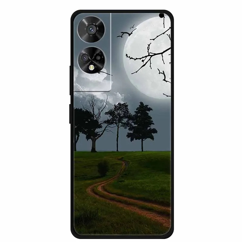 Original Soft Silicone TPU Phone Case Back Cover - Fashion Planet Design, Black Bumper