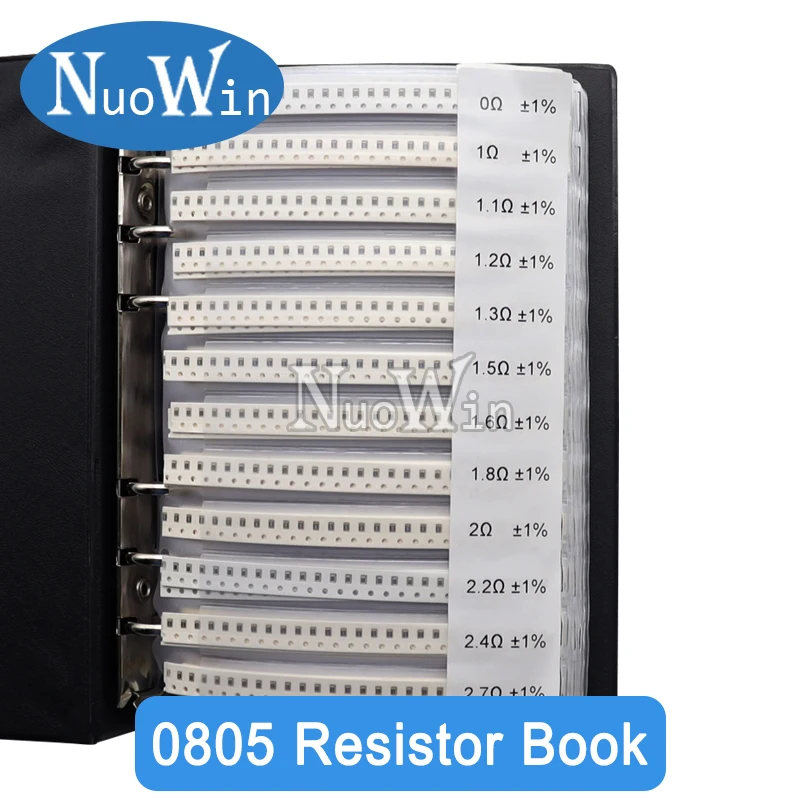 Metal Film Resistor SMD Resistor SMD Chip Resistor SMD Component Sample Book 1% 0201 0402 0603 0805 1206 SMD Chip Resistor Sample Book 170 Values 0R-10M ohm SMT Electronics Resistance Assortment Kit