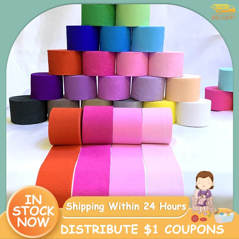

Colored Crepe Paper Roll Crinkled DIY Halloween Origami Birthday Party Wedding Baby Shower Backdrop Decoration 2023 New