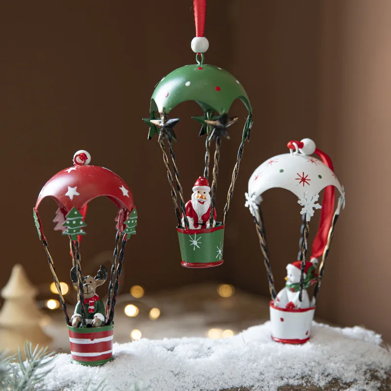 

Nordic Wrought Iron Christmas Balloon Parachute Pendant Creative Decorations Christmas Tree Ornaments Santa Claus Parachute