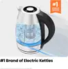 Electric Kettle for Boiling Water, 1.8L 1500W, Removable Tea Infuser, Auto Shut Off, Boil-Dry Protection, BPA Free, Borosilicate 3