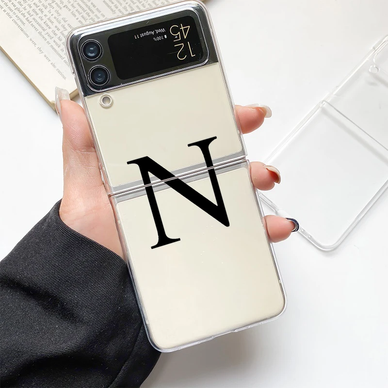 Chic Alphabet Design Clear Hard Phone Case for Samsung Galaxy Z Flip