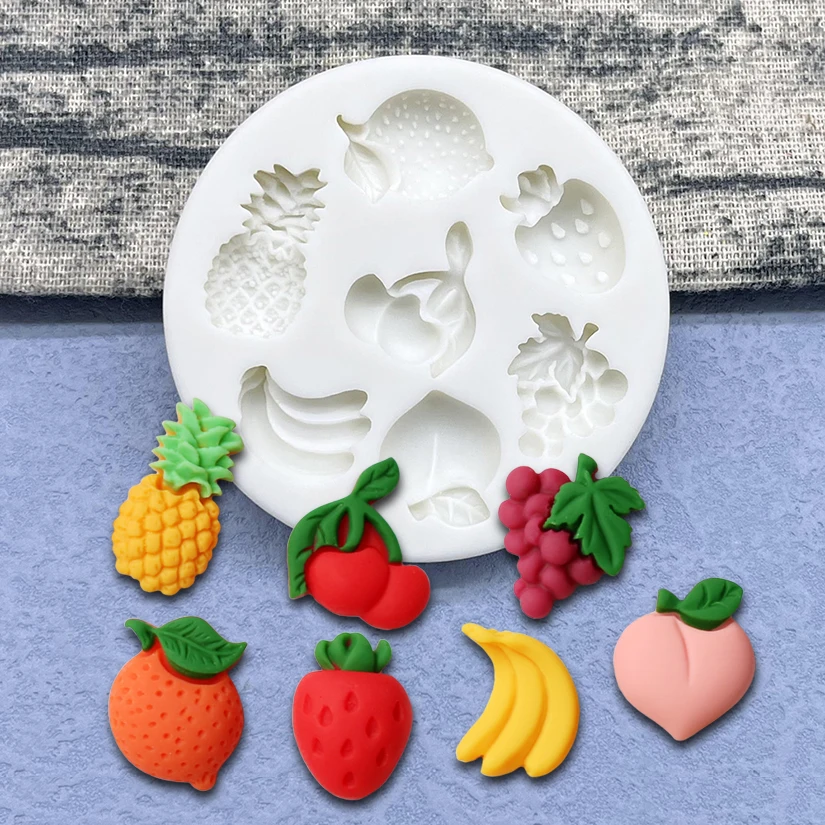 Bananen-Zitronen-Erdbeer-Trauben-Kuchen Silikonform für Zuckerguss, Harzwerkzeuge, Schokoladen-Cupcake-Backform, Fondant-Kuchendekorationswerkzeuge – Detail 1