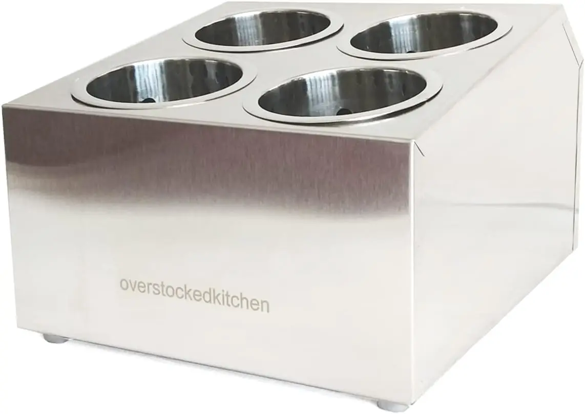 

4-Hole Stainless Steel Cylinder Flatware Silverware Utensil Holder Organizer Canddy Silicone pot holder Lid holder kitchen Kitch