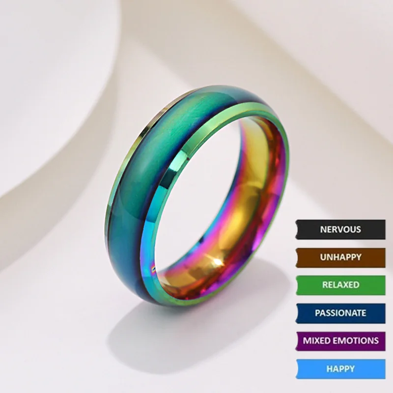 ODETOJOY Anello Temperatura Sensibile - Cambia Colore con il Tuo Umore, Tracciato Decorativo, Regalo per Donne, Accessorio Fashion Moderno