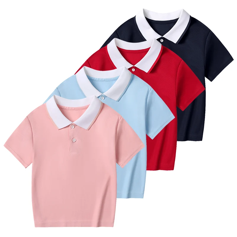 1/2/4 Pcs Children's Summer Solid Color Fashion POLO Shirt Boy Casual Joker Comfortable Short-sleeved Girl Sweet And Lovely Top