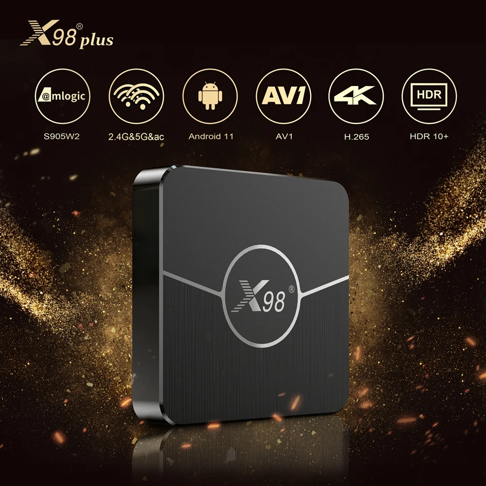 5PCS TV Box Android 11.0 X98 Plus 4GB RAM 64GB 32GB Amlogic S905W2 2.4G/5G Dual Wifi BT 4K 60fps LAN 100M Set Top Box 2GB 16GB