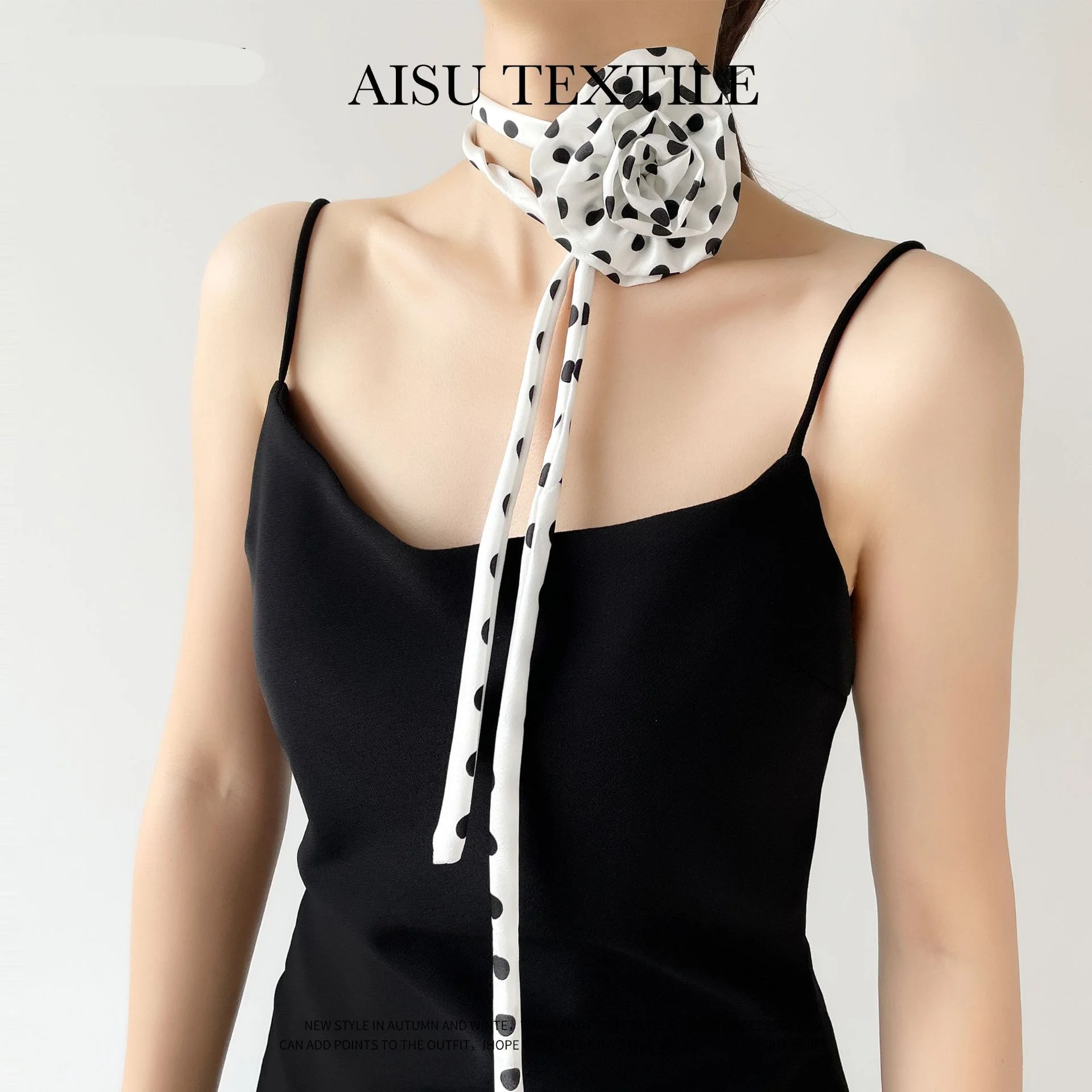 Ny polka Dot halskæde halstørklæde kvinders simuleret silke lang stribe High-end føles lille bånd talje bælte leopard print tyndt bånd_voghion.com