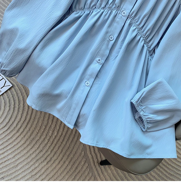 Koreanischen Stil Formale Hemden 2026 Große Größe Blusen Lange Hülse Lose drehen-unten Kragen Taste Frau Ballkleid Plus größe Bluse – Detail 17