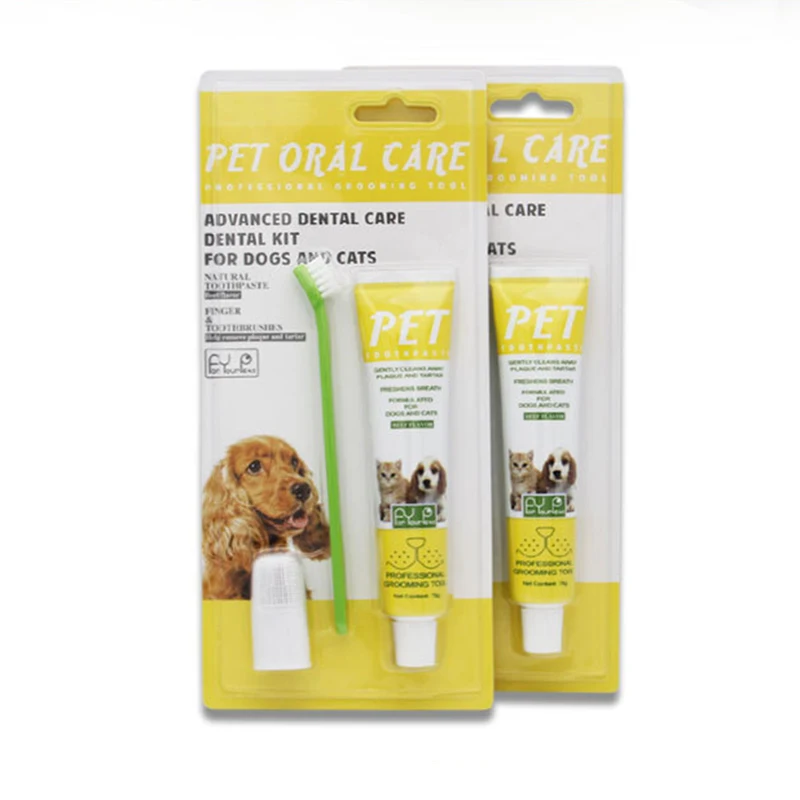 

Зубная паста для домашних животных, набор зубных щеток, дизайнерский комплект для чистки зубов с ароматом свежего дыхания и говядины, хорошая палатетичность, уход за полостью рта