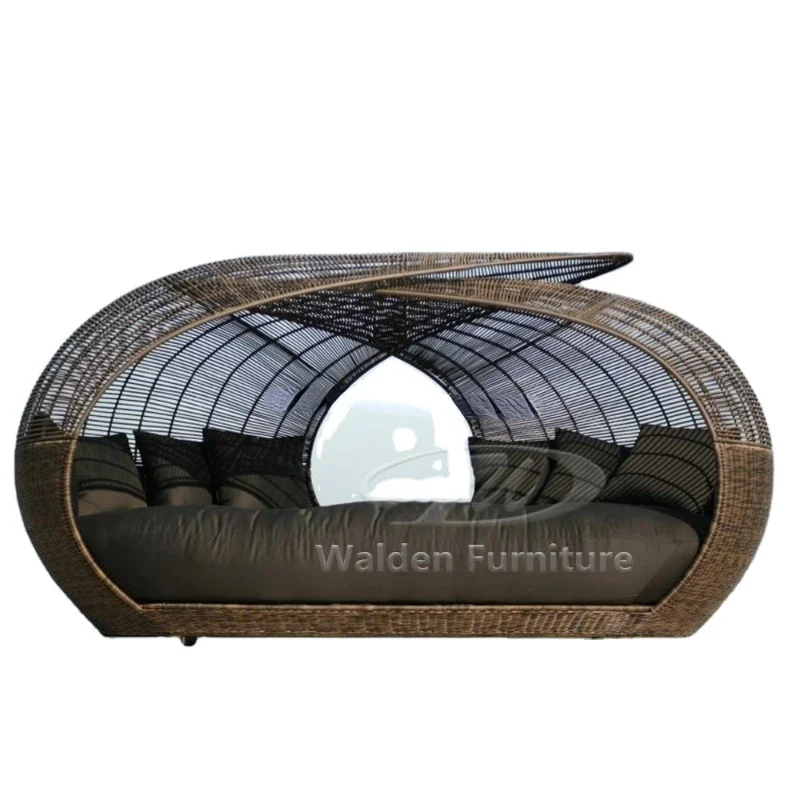 

Outdoor big round rattan wicker garden furniture daybed/sun lounger