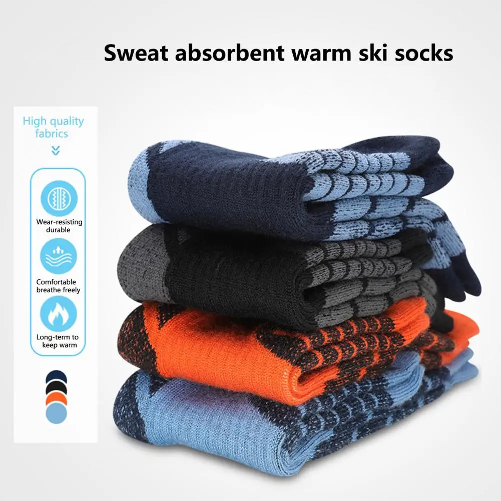 

1 Pair Helpful Climbing Socks Knee High Ski Socks Elastic Thickened Terry Outdoor Sports Socks Warm Feet