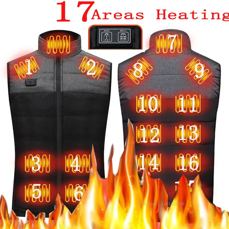 17 Area Usb Heated Jacket Men Heated Vest For Women Heating Vest Tactical Down Jacket Bodywarmer Usb Fishing Wear