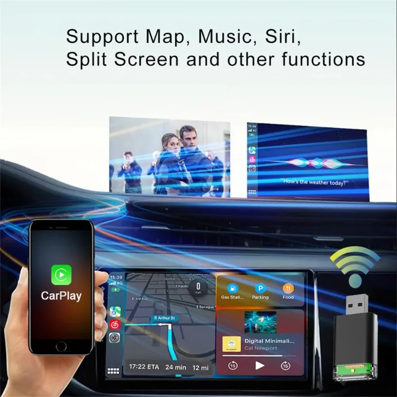 Wireless CarPlay & Android Auto AI Box – Wired to Wireless Adapter for Car Radio
