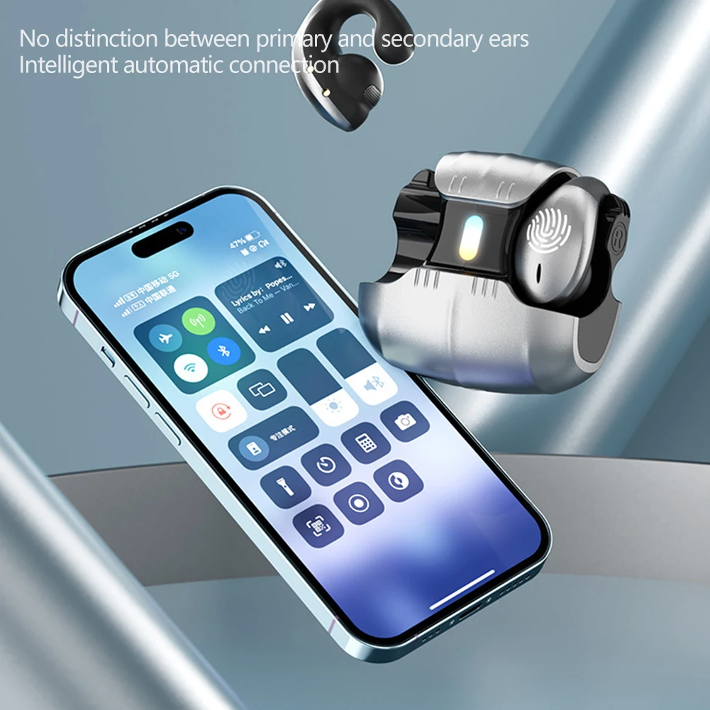 Wireless Bluetooth 5.3 Ear Clip Earbuds with Surround Sound & Touch Control